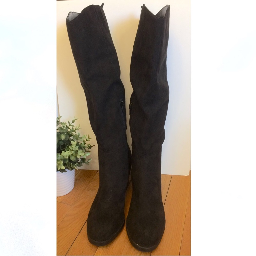 Black suede tall boots size 10